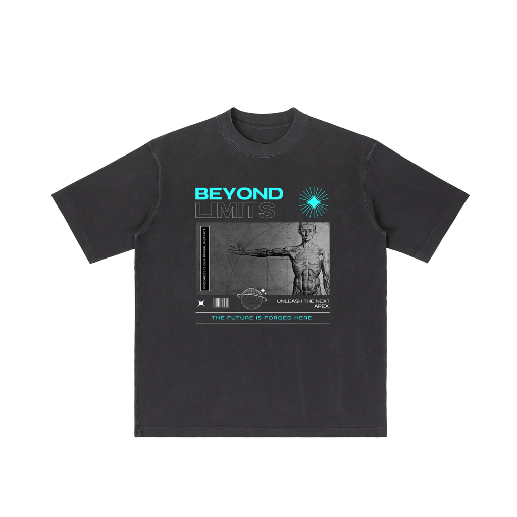 BEYOND LIMITS Vintage Wash Drop‑Shoulder Tee