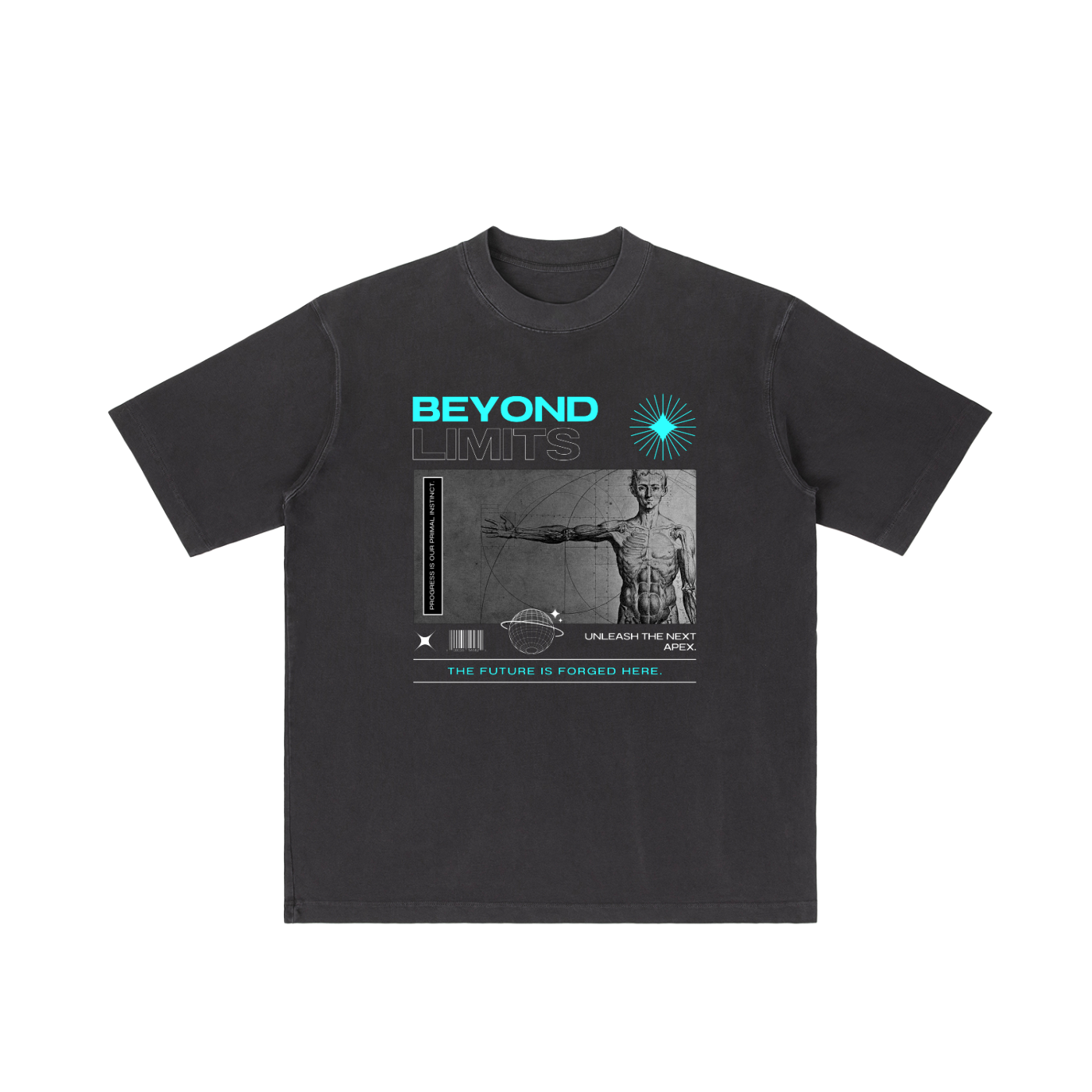 BEYOND LIMITS Vintage Wash Drop‑Shoulder Tee