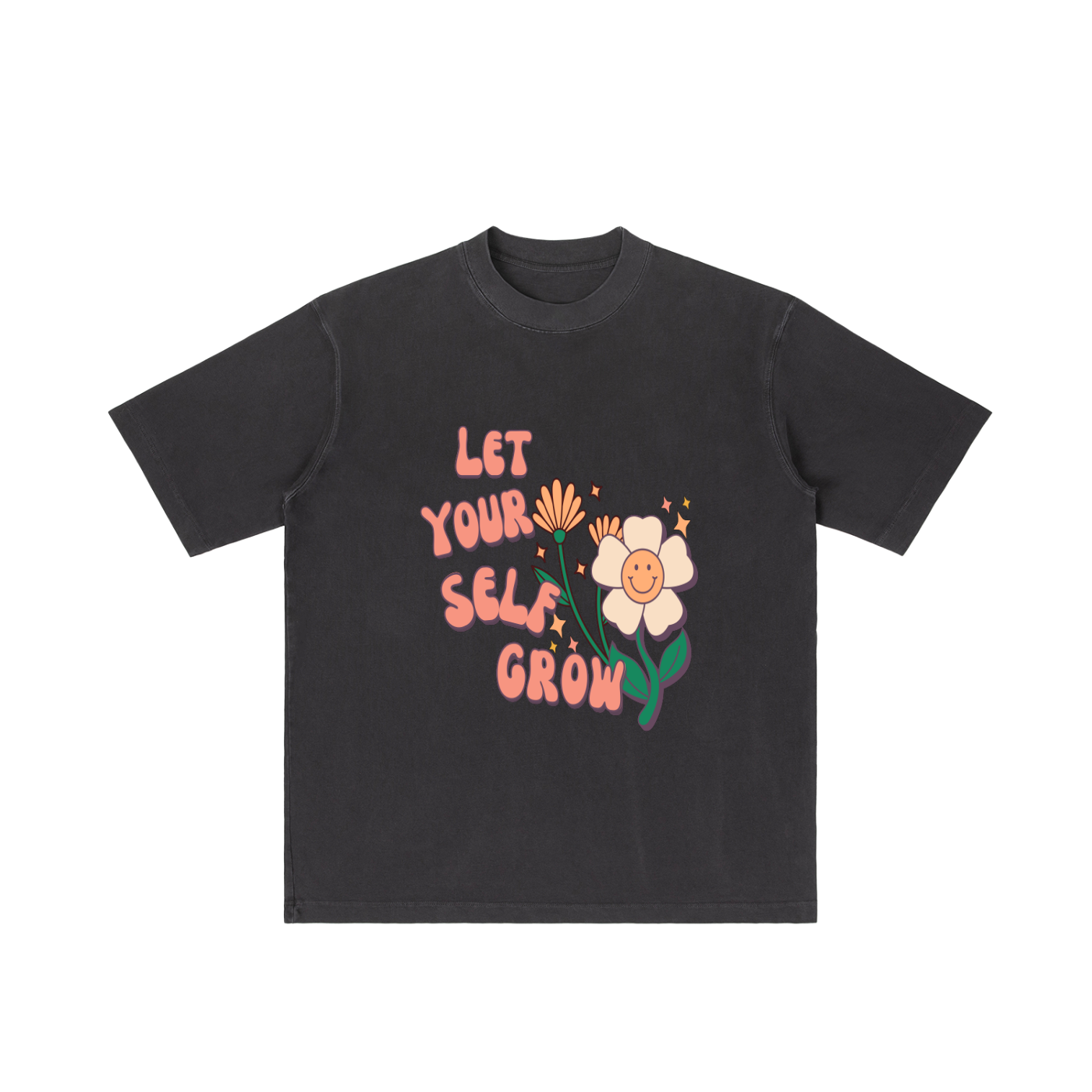 Let Yourself Grow Vintage Wash Drop Shoulder T-shirt