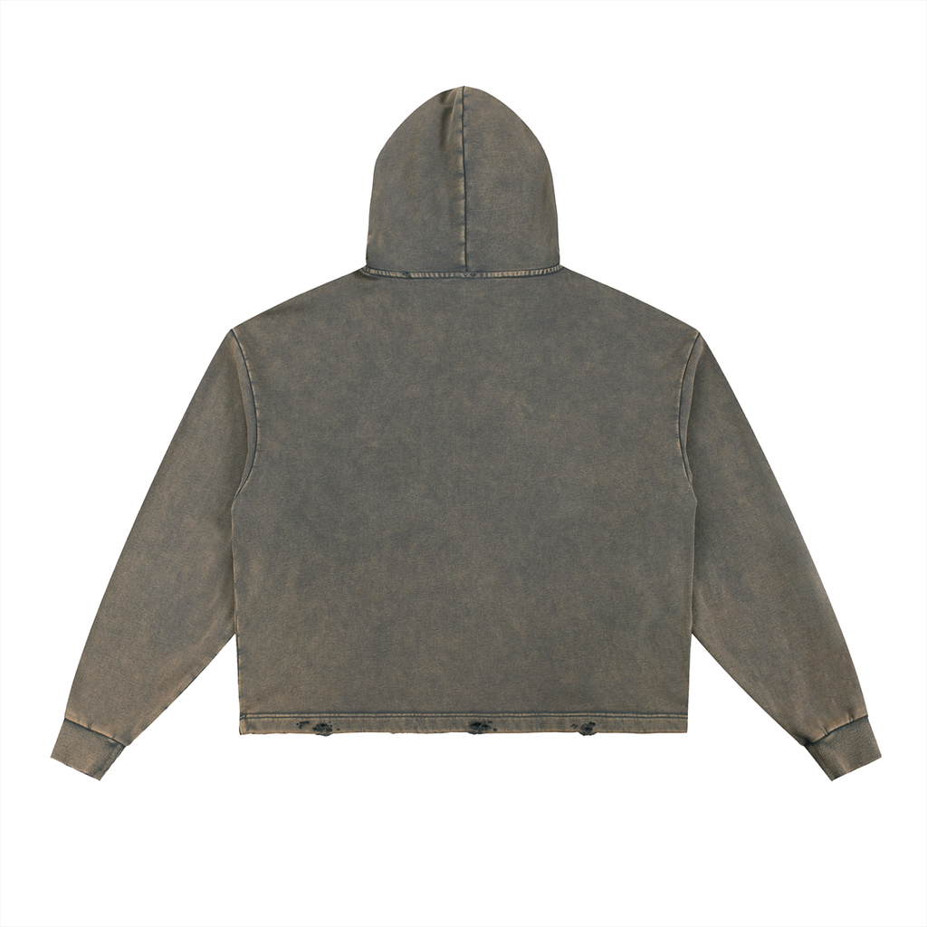 BEYOND LIMITS Vintage Washed Frayed-Hem Hoodie