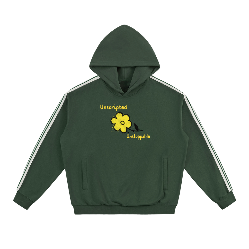 UNSCRIPTED UNSTOPPABLE – Side Stripe Drop‑Shoulder Hoodie