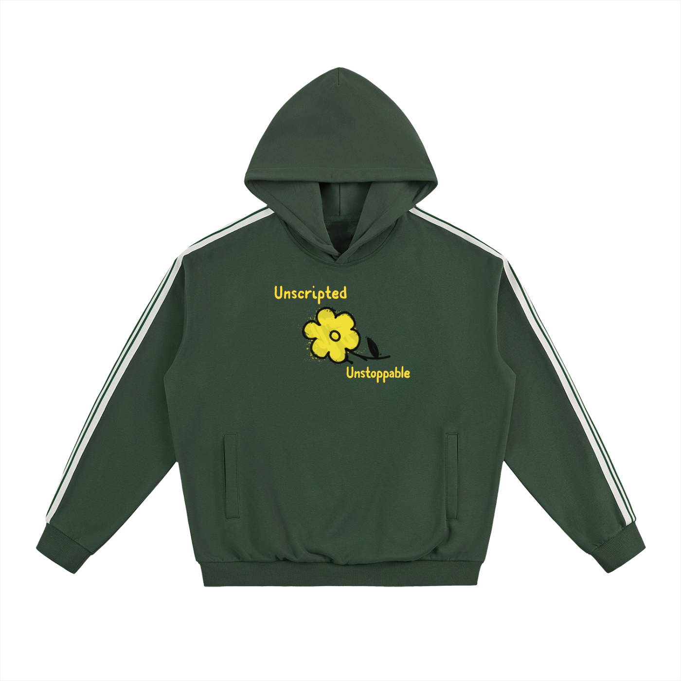 UNSCRIPTED UNSTOPPABLE – Side Stripe Drop‑Shoulder Hoodie